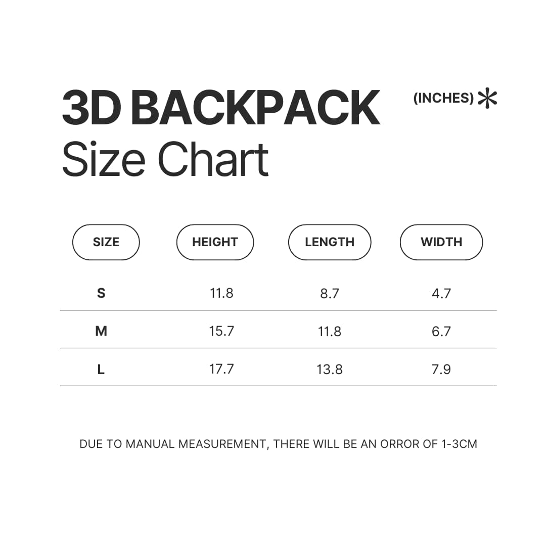 3D Backpack Size Chart - Metal Gear Solid